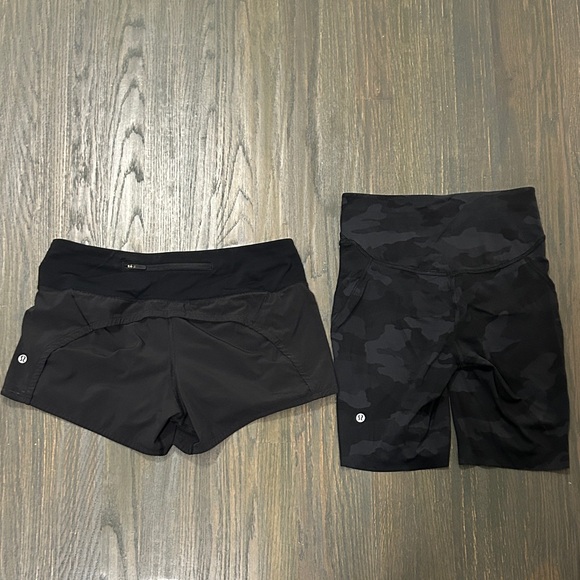 lululemon athletica Pants - Bundle of lululemon athletica Black Women's Running Shorts & Camo Bike Shorts